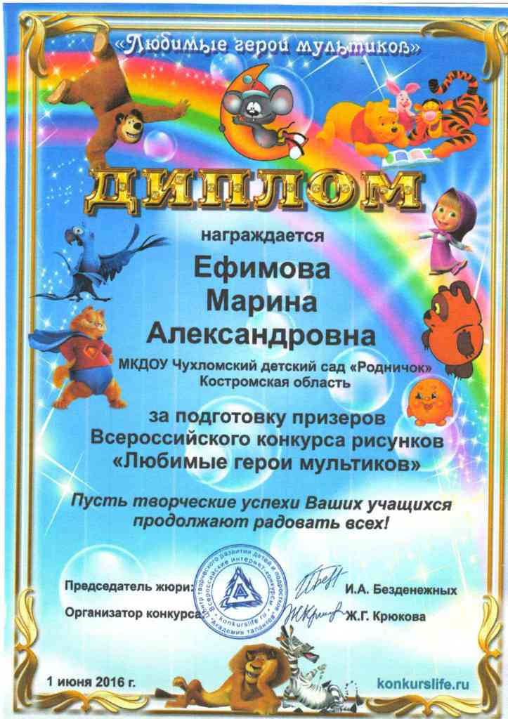 диплом за подготовку призёров Всероссийского конкурса рисунков Любимые герои мультиков 2016г.jpg